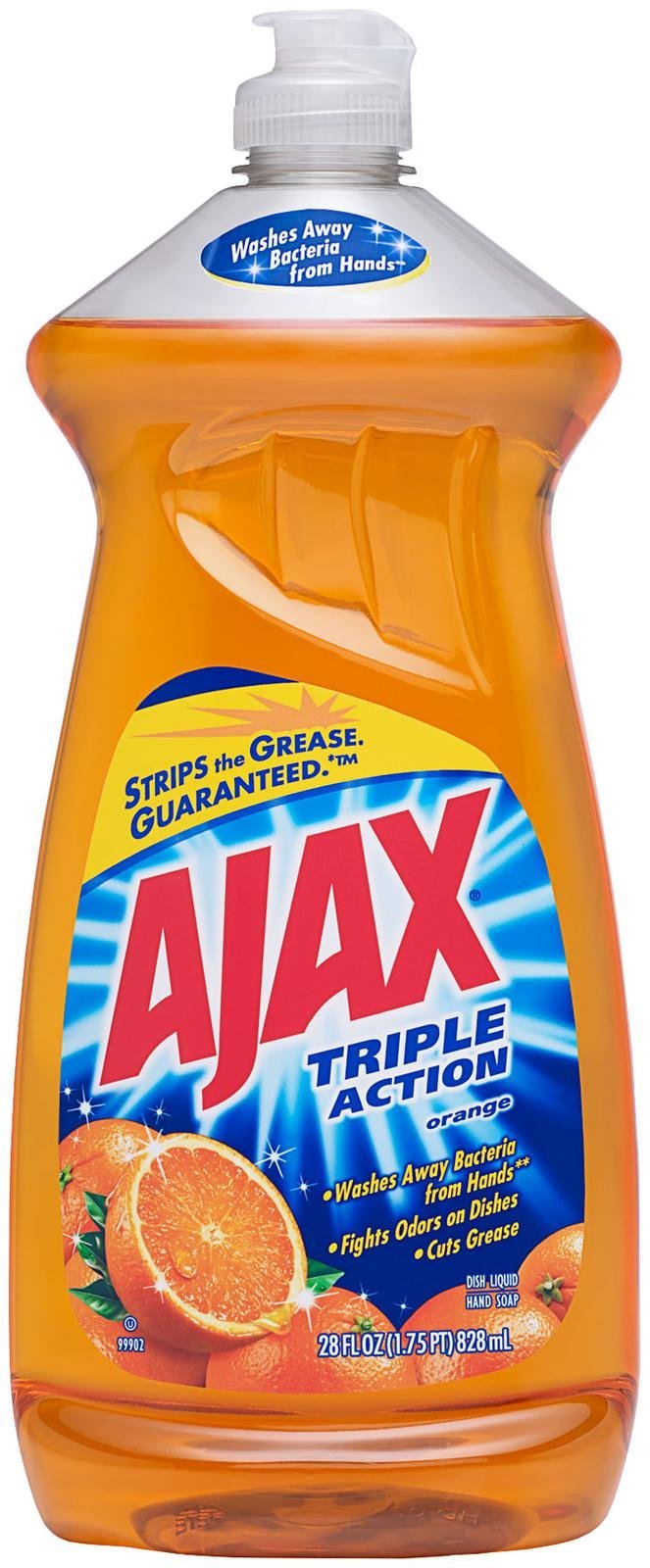Ajax Ultra Triple Action Orange dish liquid 28 oz. bottle, front of package