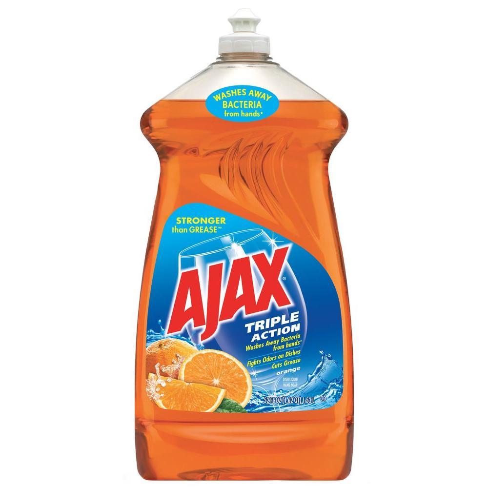 Ajax Ultra Triple Action Orange dish liquid 52 oz. bottle, front of package