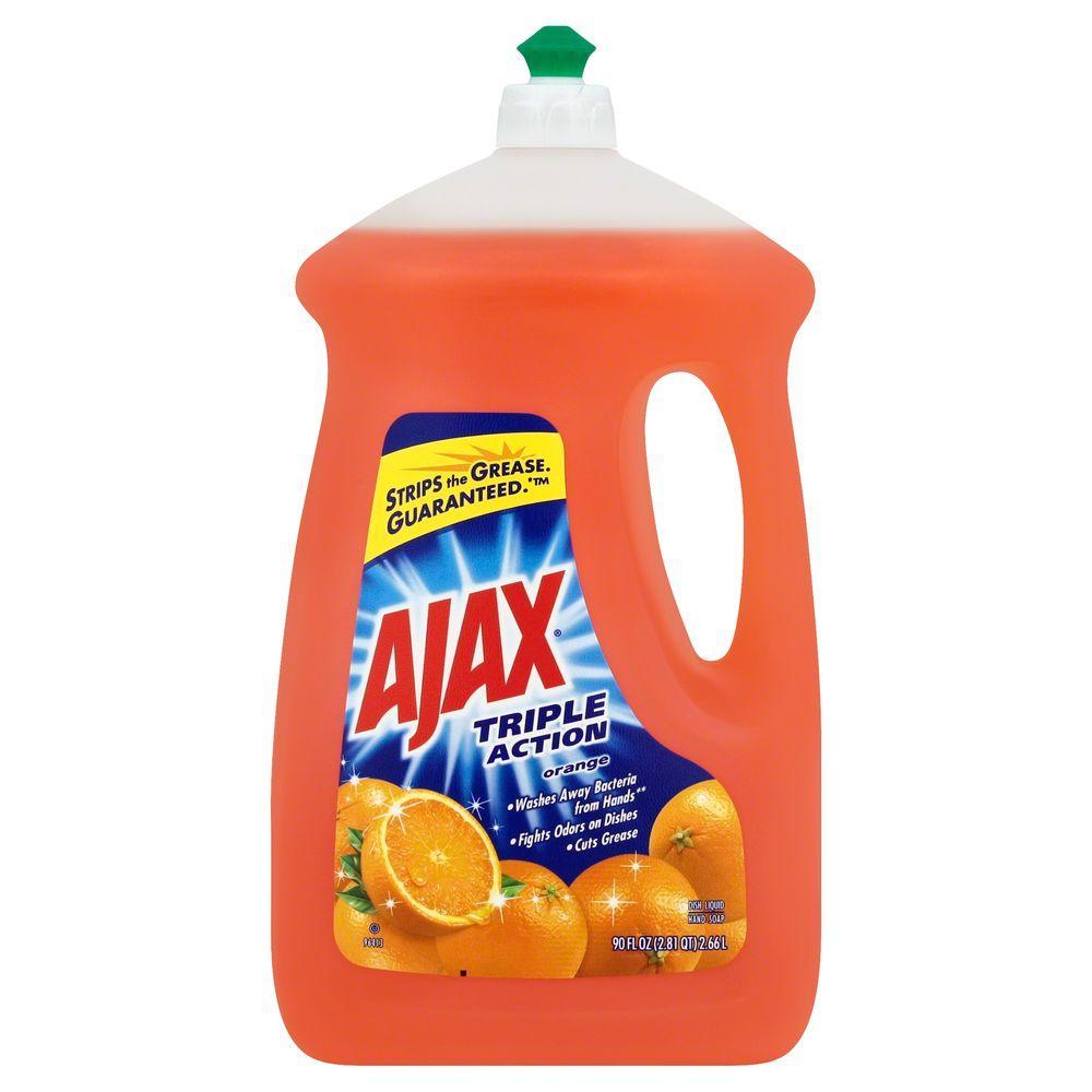 Ajax Ultra Triple Action Orange dish liquid 90 oz. bottle, front of package