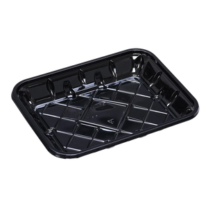 CKF 86515 #4P black PET plastic meat tray, manufacturer product photo with background removed