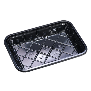 CKF 86562 #2 black PET plastic meat tray, manufacturer product photo with background removed