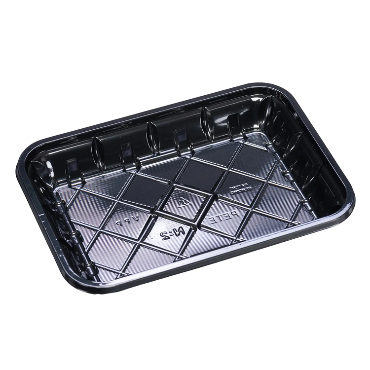 CKF 86562 #2 black PET plastic meat tray, manufacturer product photo with background removed