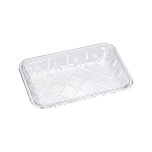 CKF 86601 #2 clear PET plastic meat tray, 6 x 8.375 x 1.125 inches, shown empty on a white background