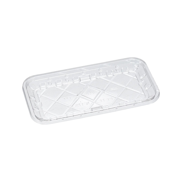 CKF 86625 #17S clear PET plastic meat tray, 8.3 x 4.5 x 0.375 inches, shown empty on a white background