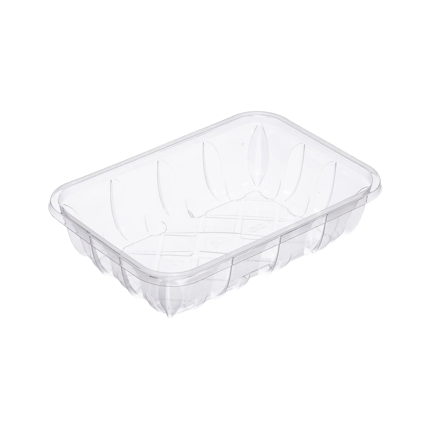CKF 86631 #42P clear PET plastic meat tray, 8.3 x 5.8 x 2 inches, shown empty on a white background