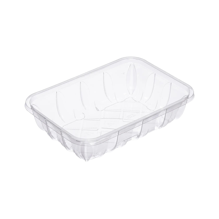 CKF 86631 #42P clear PET plastic meat tray, 8.3 x 5.8 x 2 inches, shown empty on a white background