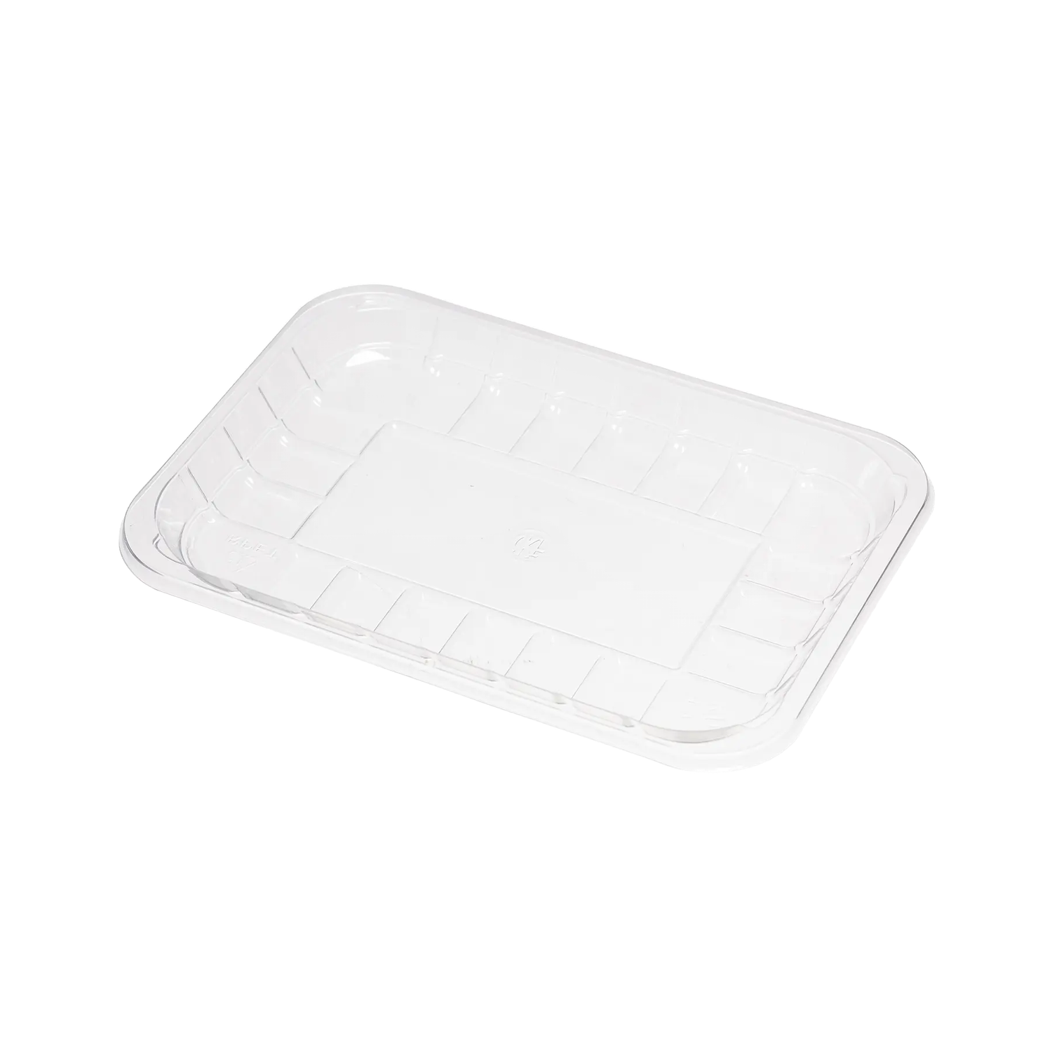 CKF 86668 #2S clear PET plastic meat tray, 6 x 8.375 x 0.6875 inches, shown empty on a white background