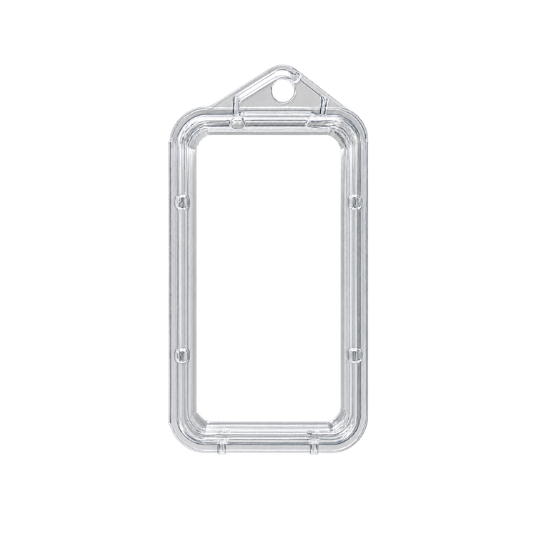 CKF 86669 empty clear 0.75 oz hook top clamshell herb container fully visible with transparent safe margins