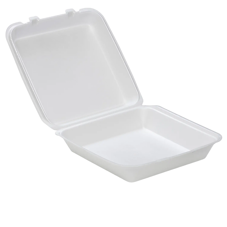 CKF 87518 FST-6 white foam hinged container, manufacturer product photo with background removed