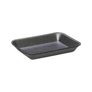 CKF 87805 #3PP black foam meat tray, 8.62 x 6.3 x 0.98 inches, shown empty on a white background
