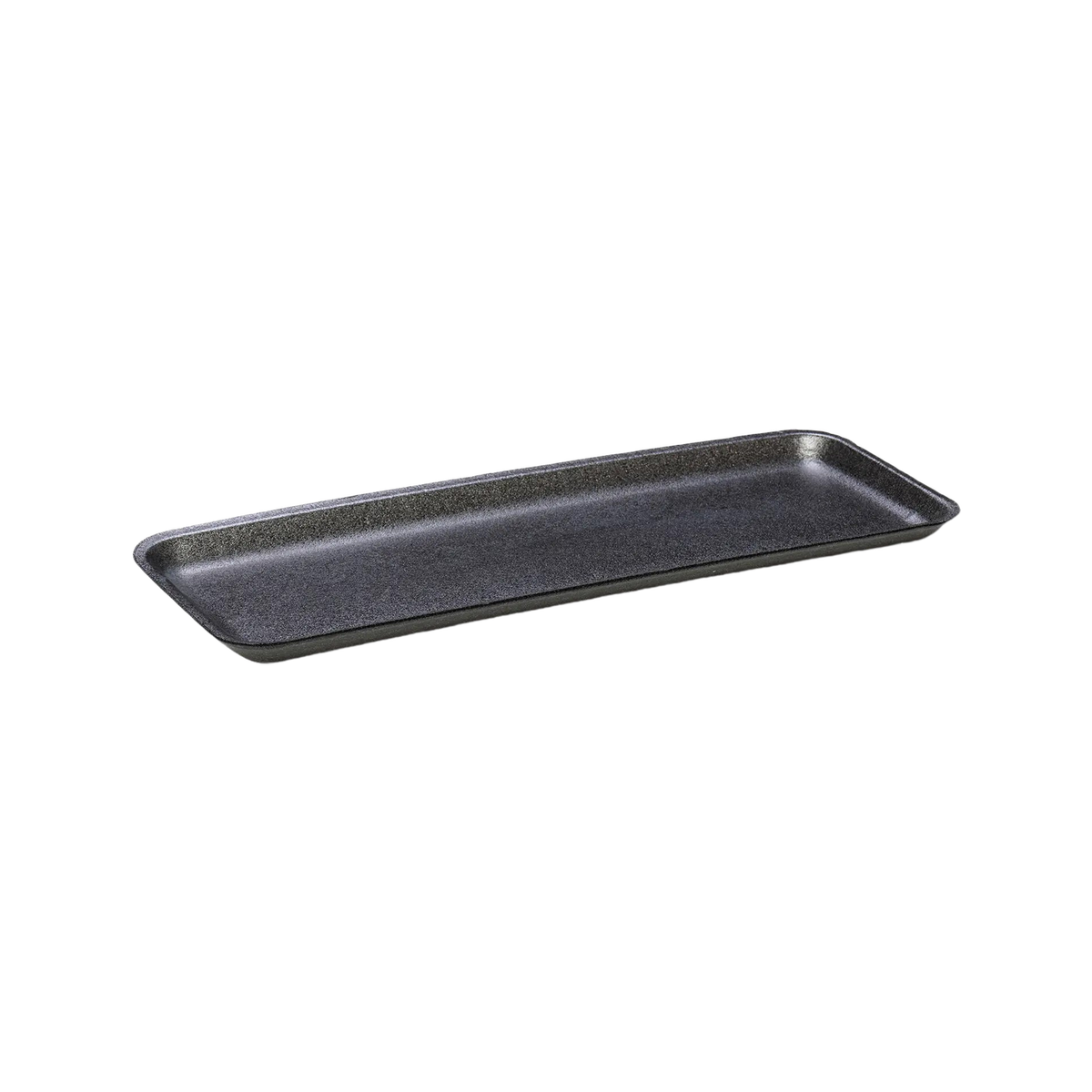 CKF 87807 #7H black foam meat tray, 14.75 x 5.75 x 0.625 inches, shown empty on a white background