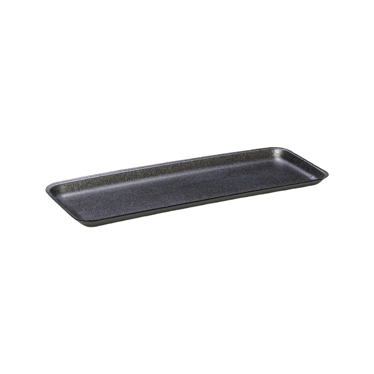 CKF 87807 #7H black foam meat tray, 14.75 x 5.75 x 0.625 inches, shown empty on a white background