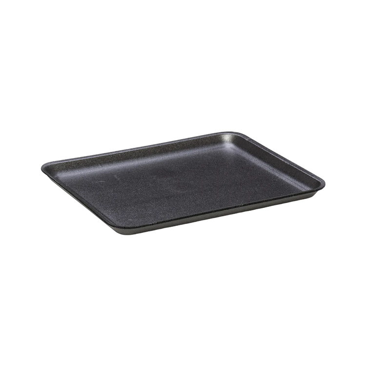 CKF 87812 #12S black foam meat tray, 11 x 9 x 0.5 inches, shown empty on a white background