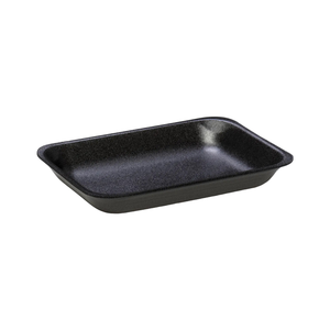 CKF 87813 #2PP charcoal foam meat tray, 5.3 x 8.3 x 1 inches, shown empty on a white background