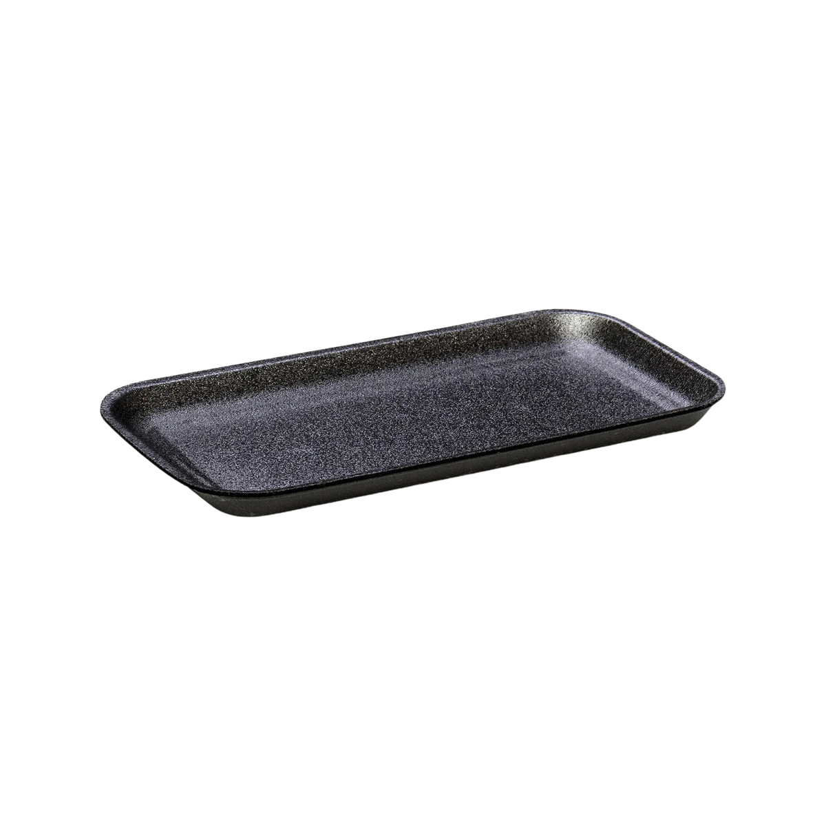 CKF 87817 #17S black foam meat tray, 8.25 x 4.5 x 0.5 inches, shown empty on a white background