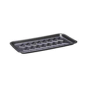 CKF 87825 #25S black foam meat tray, 15 x 8 x 0.625 inches, shown empty on a white background