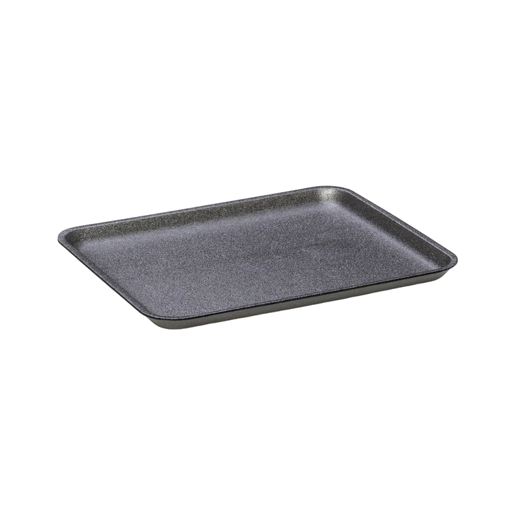 CKF 87828 #8S black foam meat tray, 8 x 10 x 0.75 inches, shown empty on a white background
