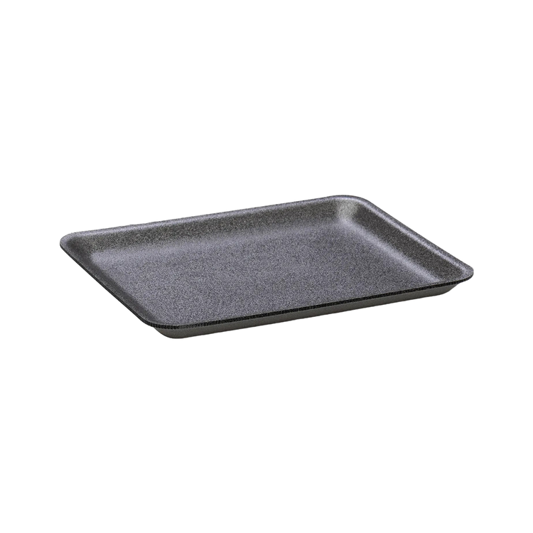 CKF 87834 #4S black foam meat tray, 9.25 x 7.25 x 0.625 inches, shown empty on a white background