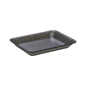 CKF 87840 #4P black foam meat tray, 7.2 x 9.2 x 1.3 inches, shown empty on a white background