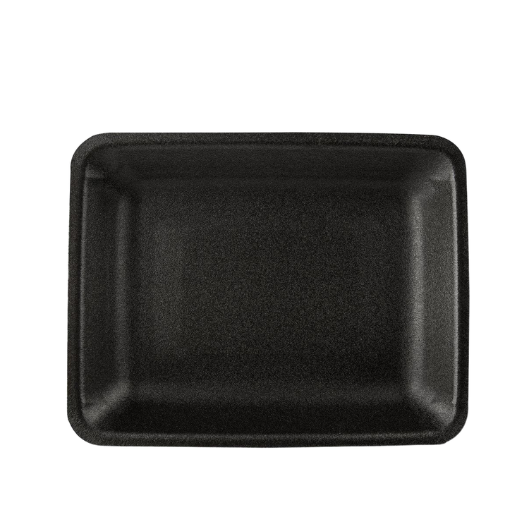 CKF 87853 #4PR black foam meat tray, 9.25 x 7.25 x 1.25 inches, shown empty on a white background