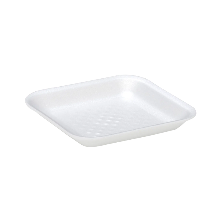 CKF 88101 #1S white foam meat tray, 5.25 x 5.25 x 0.5 inches, shown empty on a white background