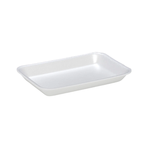 CKF 88102 #2 white foam meat tray, 8.25 x 5.75 x 0.75 inches, shown empty on a white background