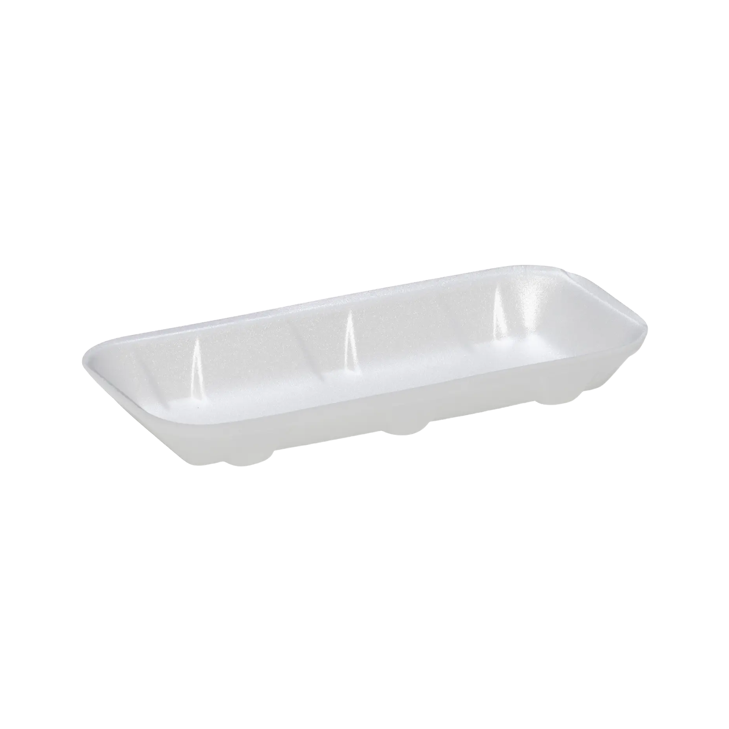 CKF 88105 #1.5 white foam meat tray, 7.44 x 3.75 x 0.875 inches, shown empty on a white background