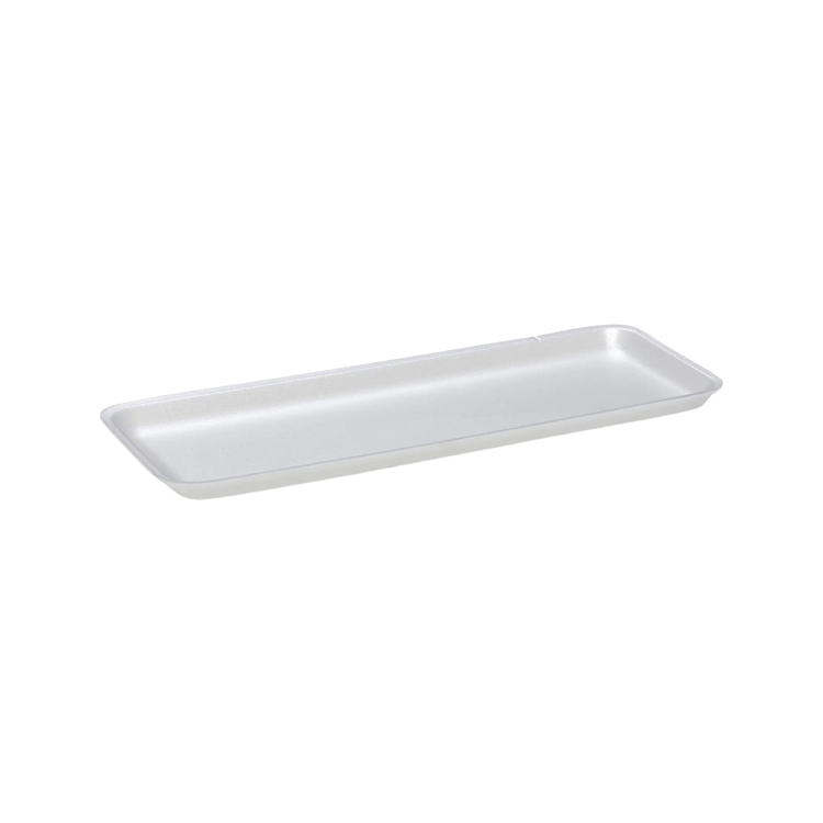 CKF 88107 #7H white foam meat tray, 14.75 x 5.75 x 0.625 inches, shown empty on a white background