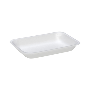 CKF 88111 #2PP white foam meat tray, 5.3 x 8.3 x 1 inches, shown empty on a white background
