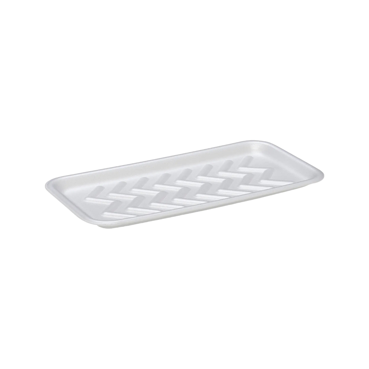 CKF 88125 #25S white foam meat tray, 15 x 8 x 0.625 inches, shown empty on a white background