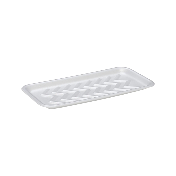CKF 88125 #25S white foam meat tray, 15 x 8 x 0.625 inches, shown empty on a white background