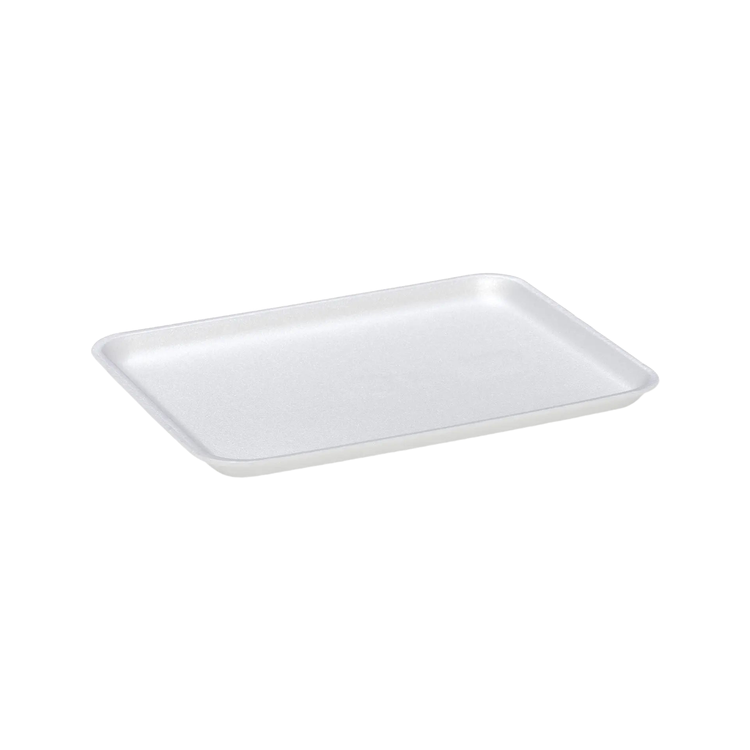 CKF 88136 #8S white foam meat tray, 8 x 10 x 0.75 inches, shown empty on a white background