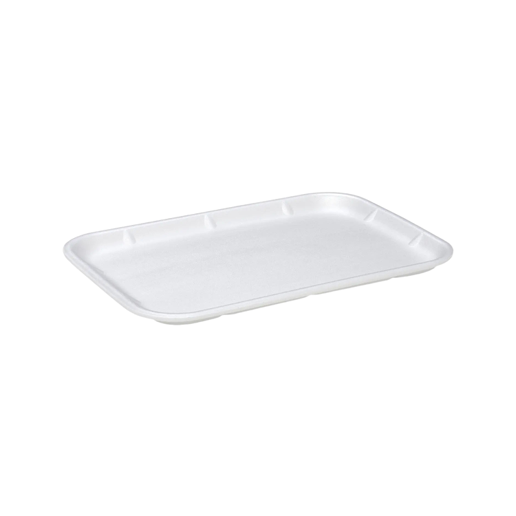 CKF 88142 #10X14 white foam meat tray, 14 x 10 x 0.75 inches, shown empty on a white background