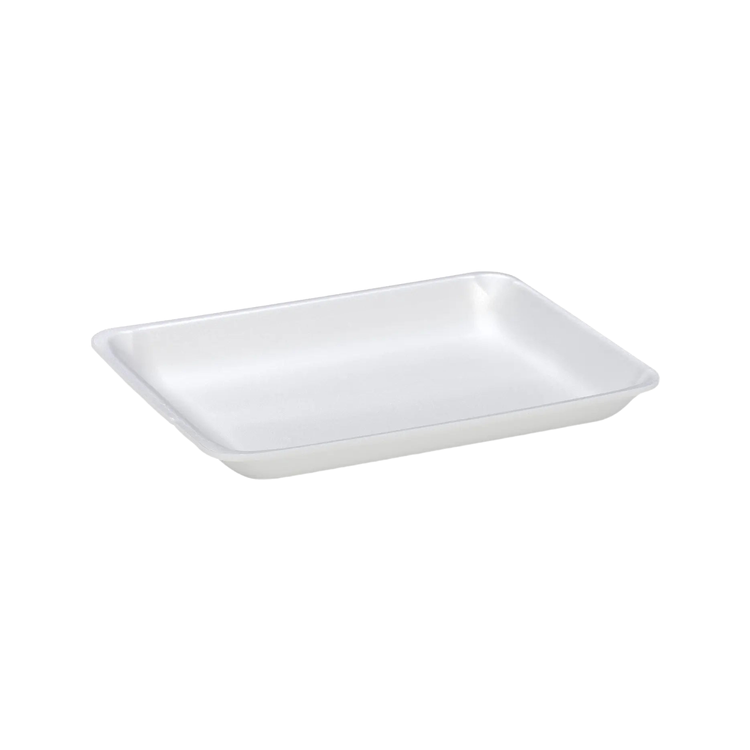 CKF 88144 #8P white foam meat tray, 8 x 10.5 x 1 inches, shown empty on a white background