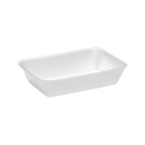 CKF 88146 #42P white foam meat tray, 8.25 x 5.375 x 1.75 inches, shown empty on a white background