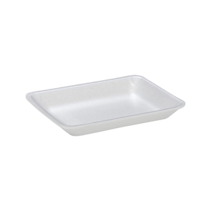 CKF 88150 #4P white foam meat tray, 9.21 x 7.2 x 1.3 inches, shown empty on a white background
