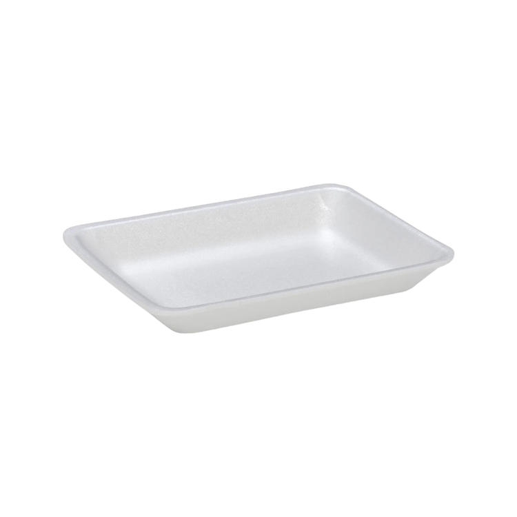 CKF 88150 #4P white foam meat tray, 9.21 x 7.2 x 1.3 inches, shown empty on a white background