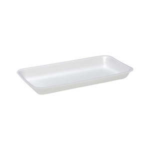 CKF 88156 #15P white foam meat tray, 7.8 x 15 x 1.3 inches, shown empty on a white background