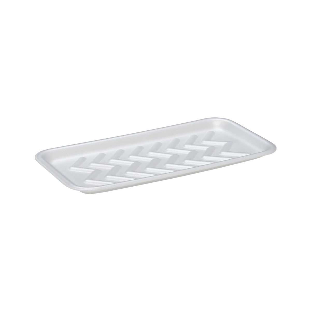 CKF 88179 #25S white heavy duty foam meat tray, 8 x 15 x 0.6 inches, shown empty on a white background