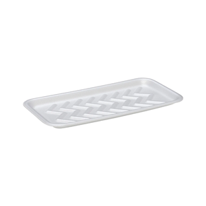 CKF 88179 #25S white heavy duty foam meat tray, 8 x 15 x 0.6 inches, shown empty on a white background