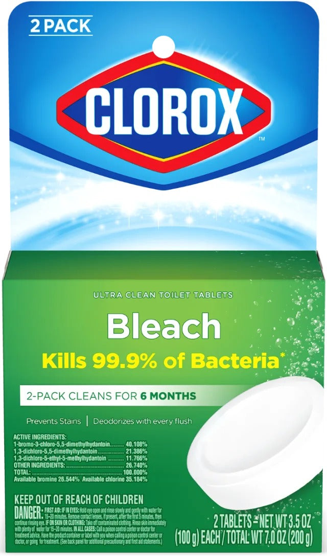 Clorox - Toilet Bowl Tablet Cleaner w/Bleach Unscented 3.5oz - Case of 6