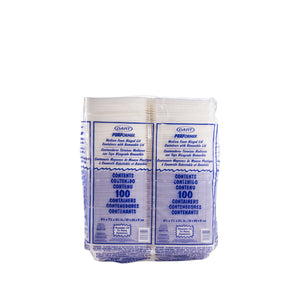Dart 85HT1R sleeve of 100 white foam hinged containers