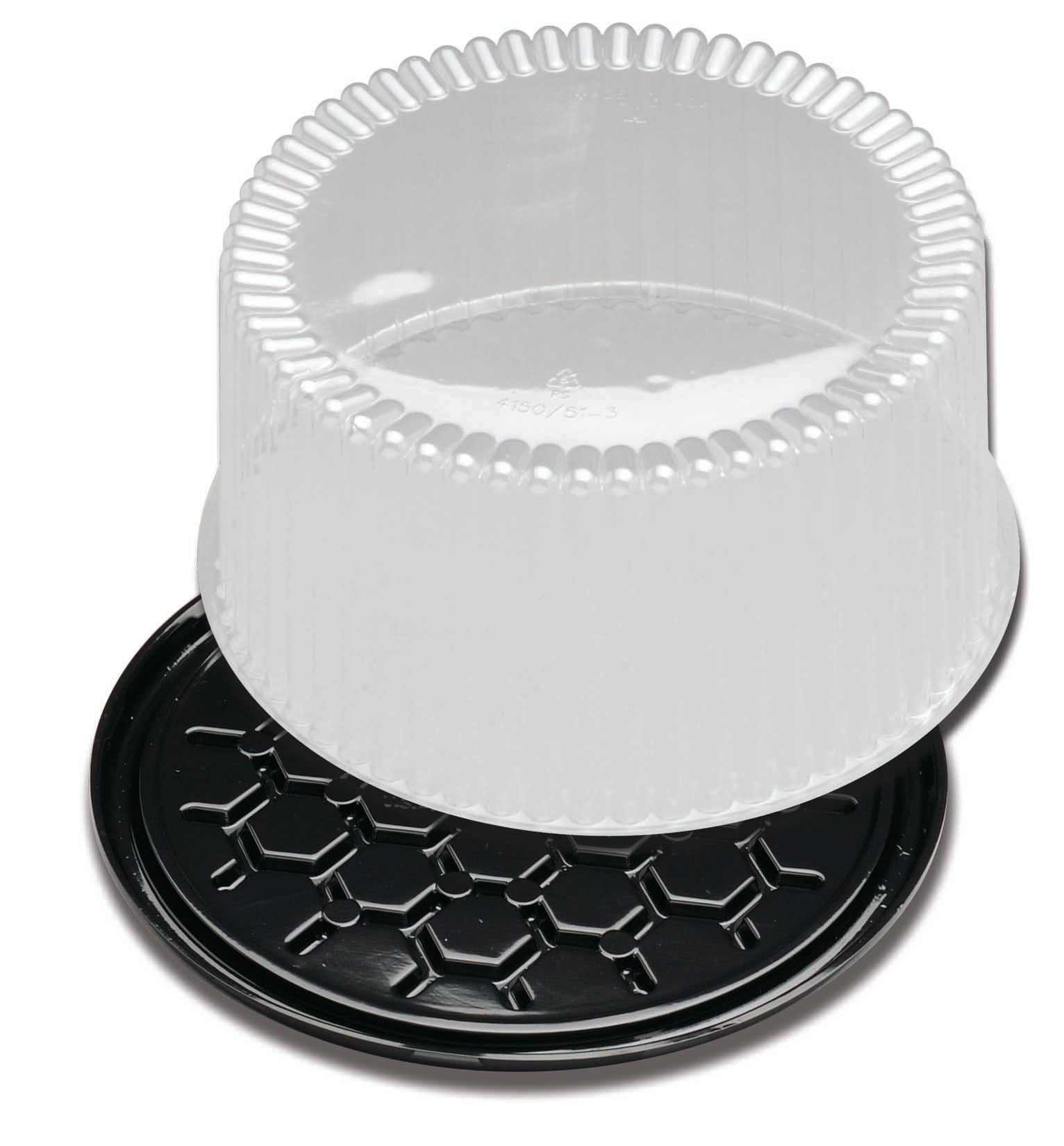 D&W Fine Pack G40-1 round cake container with black base and clear fluted dome