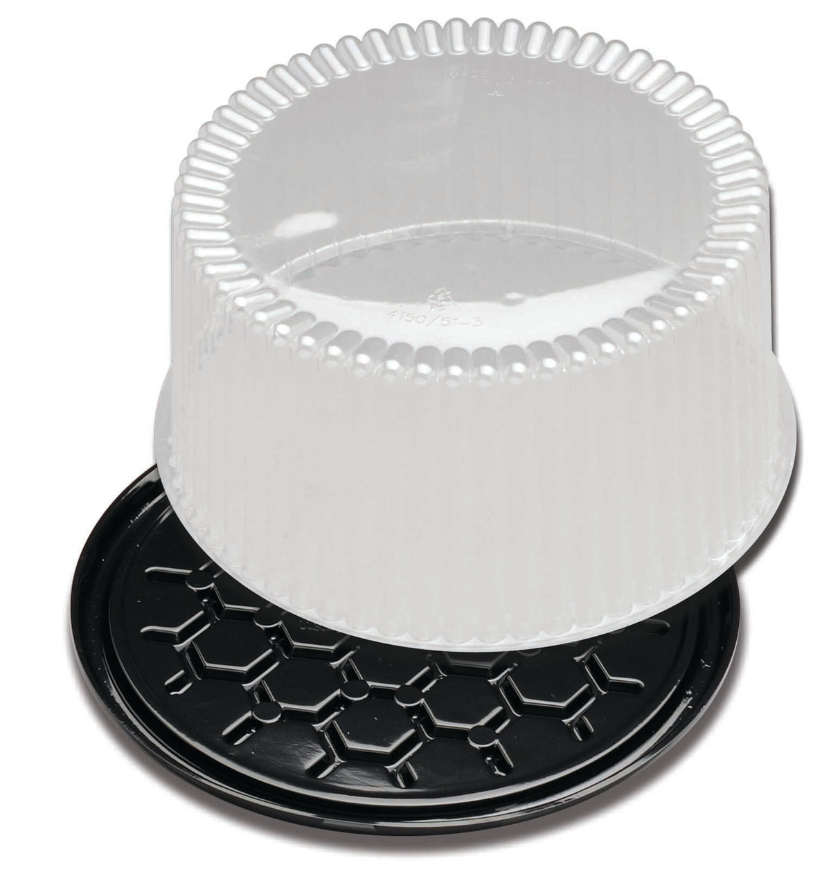 D&W Fine Pack G40-1 round cake container with black base and clear fluted dome