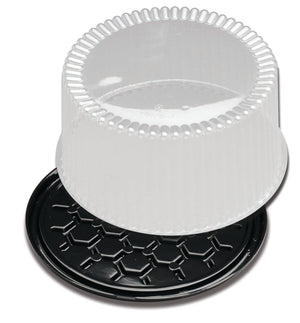 D&W Fine Pack G40-1 round cake container with black base and clear fluted dome
