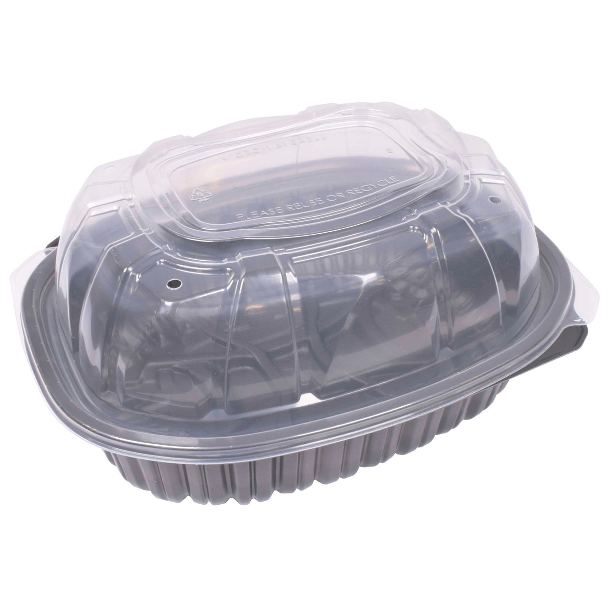 D&W Fine Pack PP719-40CP4H-1 black roaster container with clear vented lid