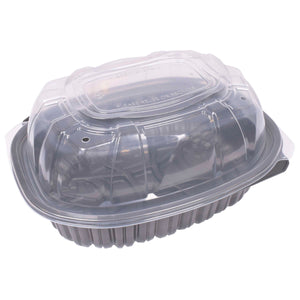 D&W Fine Pack PP719-40CP4H-1 black roaster container with clear vented lid