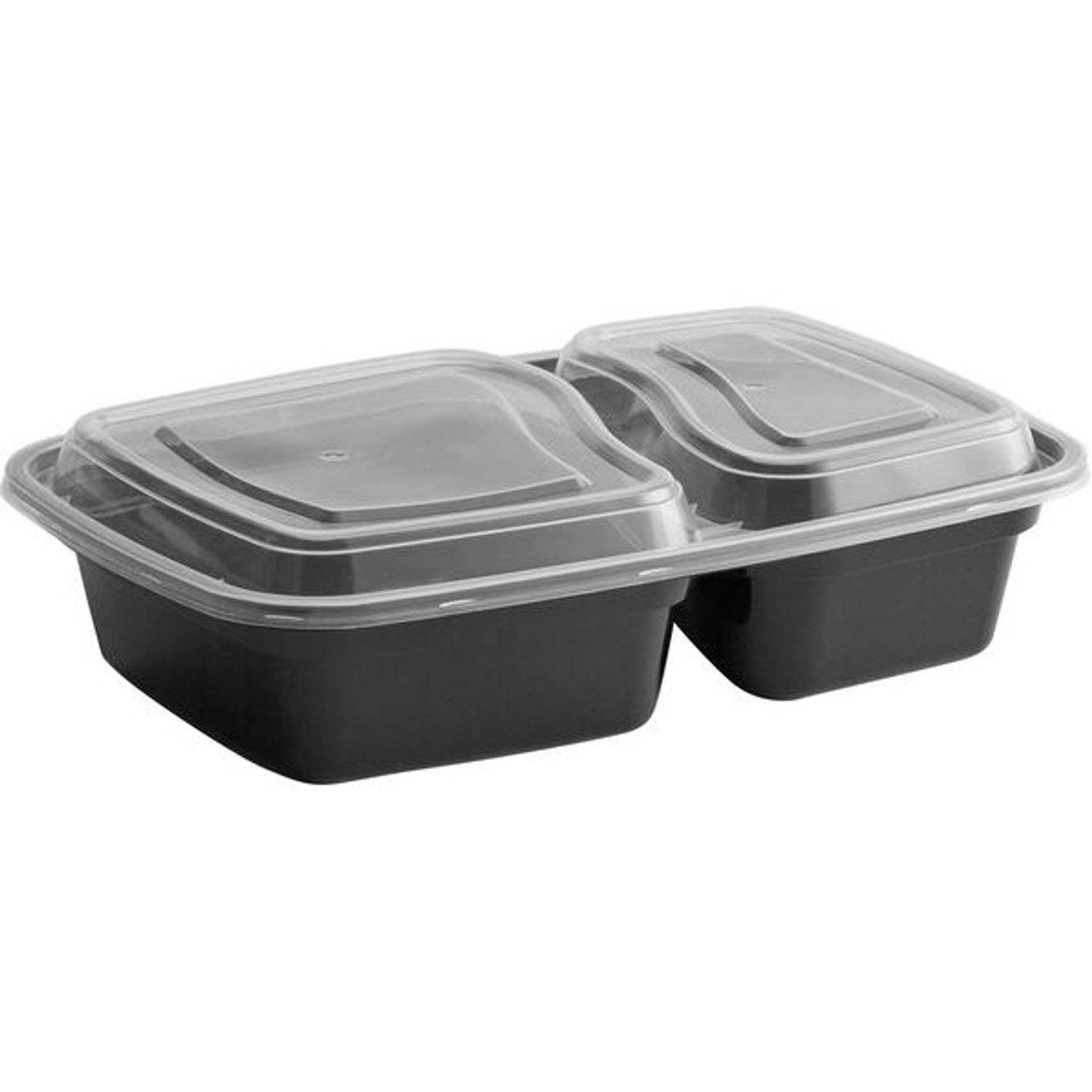 Food Container Rectangular 28oz Black Combo 2 Compartment - Case of 150