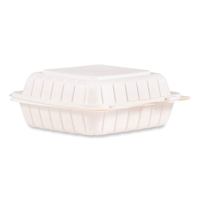 Dart 85MFPPHT1R - 8.5 in PP Plastic 1 Compartment Hinged Container, White - Case of 150