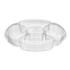 Inline Plastics Essentials PL042C 42 oz. 5-compartment two-piece platter with dome lid, shown on a transparent background